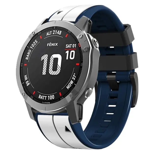 Dual Color Λουράκι για Garmin Fenix 5/6/6 Pro/7/8/9 (47mm)-White/Blue OEM