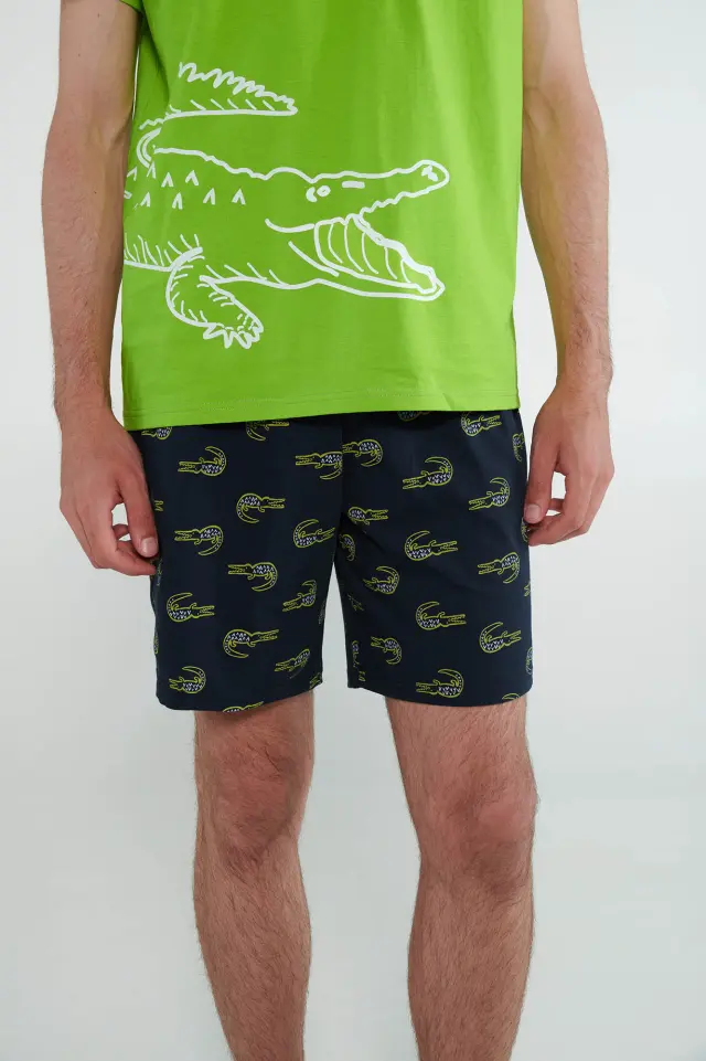 Uomo Di Vamp Ανδρική Καλοκαιρινή Πιτζάμα Crocodile Green Acid 3