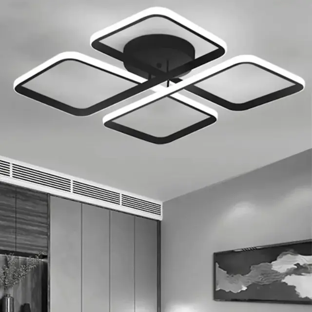 Stewehome Πλαφονιέρα Nova Μαύρη Μοντέρνα LED Λευκού Φωτισμού 50x10x10 cm 2