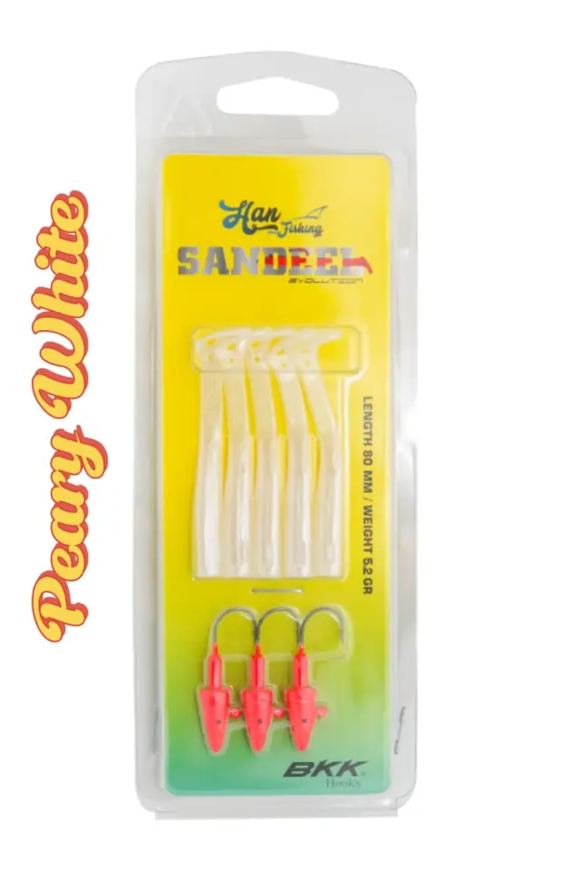 Hanfish SANDEEL 80 – Σιλικόνη 8cm 5.2g με BKK Hook - Τεχνητό Δόλωμα - Peary White
