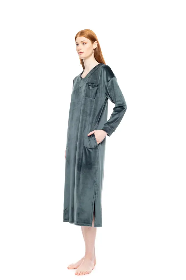 W1891 - Dusty Pink - NIGHTGOWN LONG SOFT VELVET 2