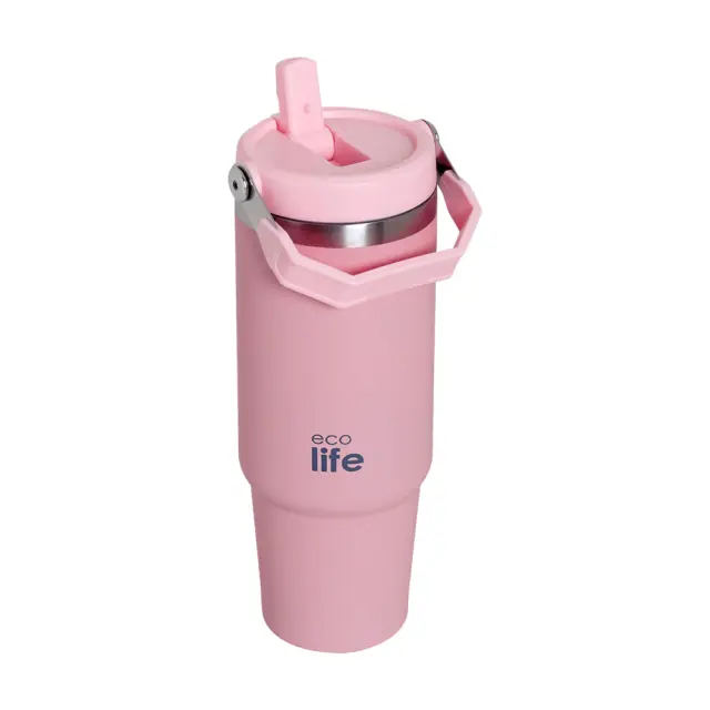 Ecolife PINK 'HANDLE LID' TUMBLER 900ML 2