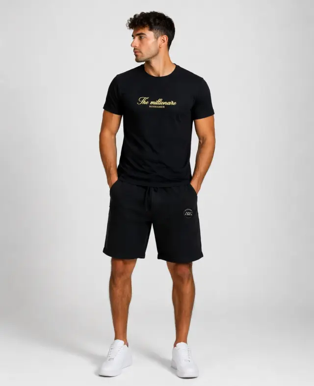 Noshame® Σετ T-shirt & Βερμούδα Μαύρο με τύπωμα - 752601 - XXL