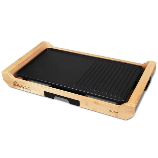 Ηλεκτρική γκριλιέρα Teppanyaki με πλαίσιο από bamboo, 1800W