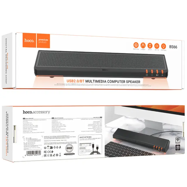 Computer Speaker Hoco BS66 Smooth 6W USB2.0 Bluetooth v5.0 και Κουμπιά Λειτουργιών Μαύρο 2