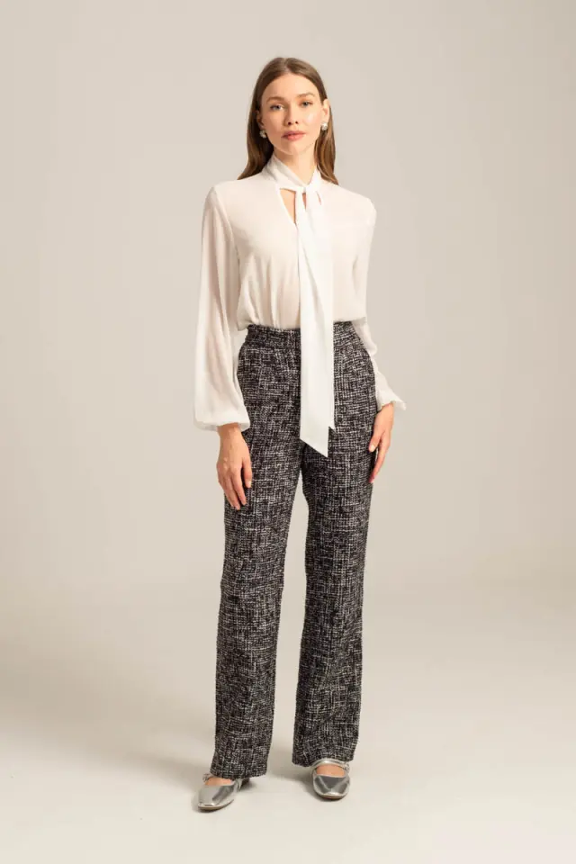Ψηλόμεσο tweed παντελόνι σε ίσια γραμμή TALLA - XL 2