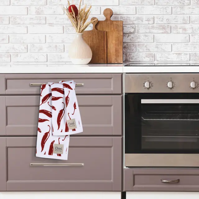 Πετσέτες Κουζίνας Σετ 2 Τεμ 40x60 Das Home 0736 White-Bordeaux 100% βαμβακερό 3