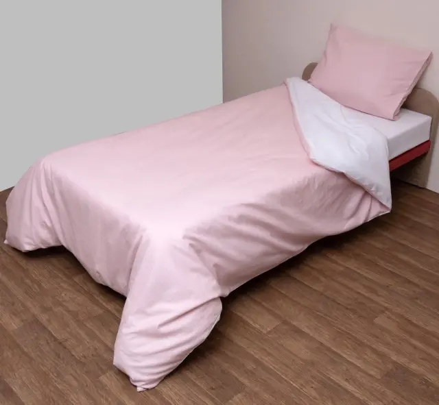 Σετ Παπλωματοθήκη 160x240 Μονή Φανελένια Viopros 2645 Ροζ-Λευκό 100% βαμβακερό