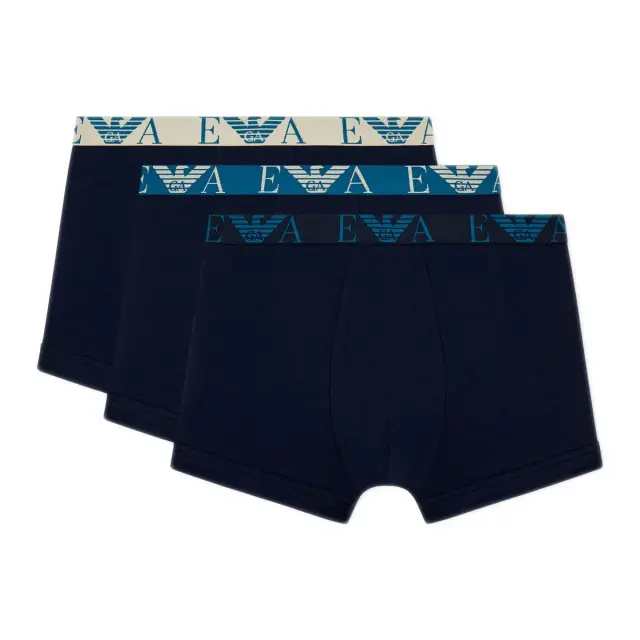 Emporio Armani Ανδρικό Boxer Bold Monogram Waistband - Τριπλό Πακέτο, Χρώμα Μπλε-Μπλε-Μπλε