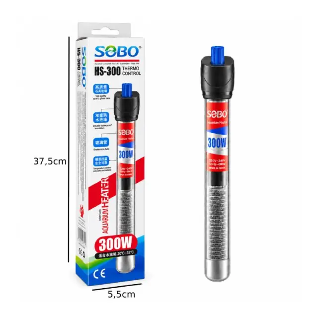 SOBO Θερμαντήρας Ενυδρείου 300W με Ρυθμιζόμενη Θερμοκρασία HS-300 – Adjustable Aquarium Heater 088097 2