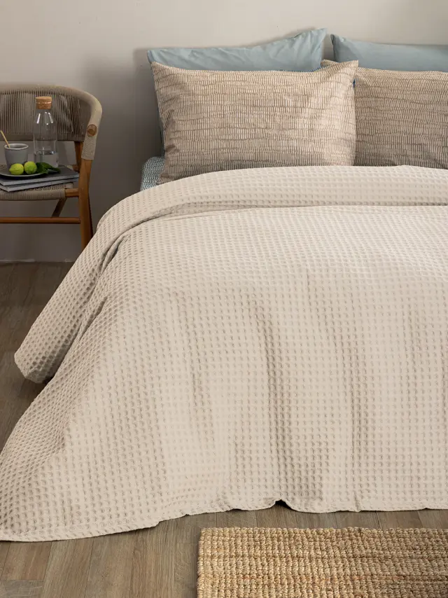 Κουβέρτα πικέ Palamaiki Marcie Beige - Υπέρδιπλη 240 x 250