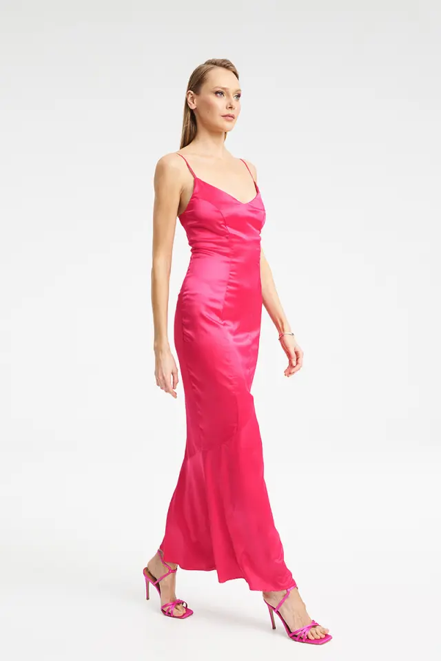 Satin Maxi Φόρεμα με Τιράντες & Mermaid BLONA DRESS - XS 3