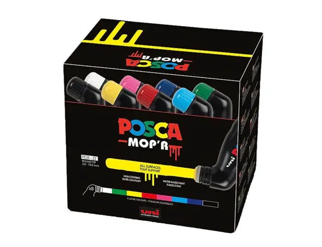 Μαρκαδόροι Σχεδίου Uni Posca PCM-22 με πάχος μύτης 3.0-19.0mm - 8 τεμάχιαPCM-22 8C