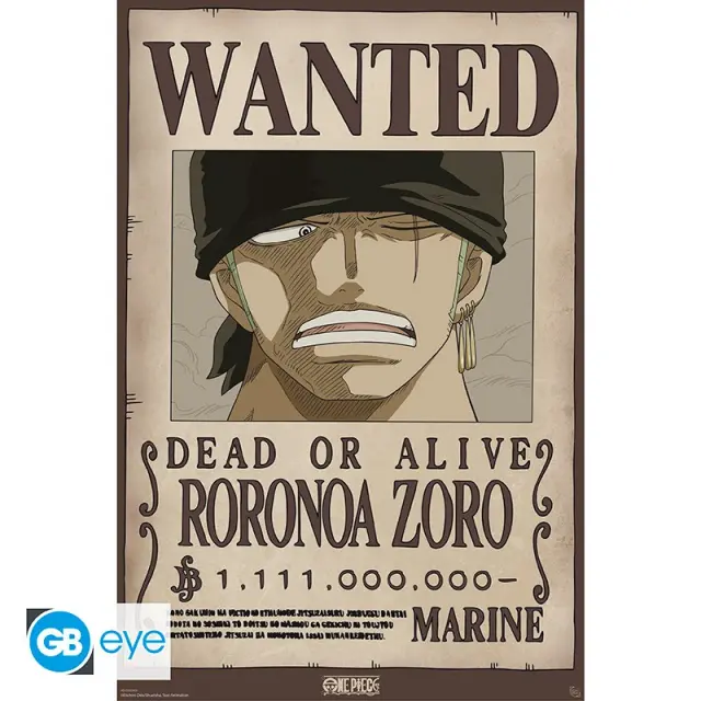 Αφίσα ONE PIECE - Poster Maxi 91.5x61 - Wanted Zoro Wano GBYDCO619