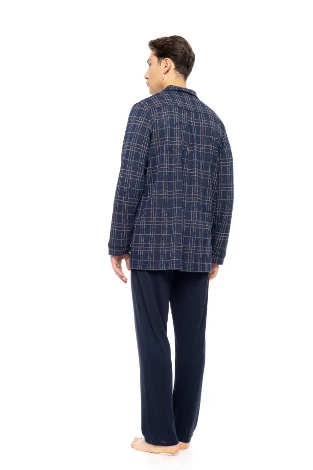 W-M779 - Type - PYJAMA BUTTONED JACQUARD SAND BLUE PLAID 3