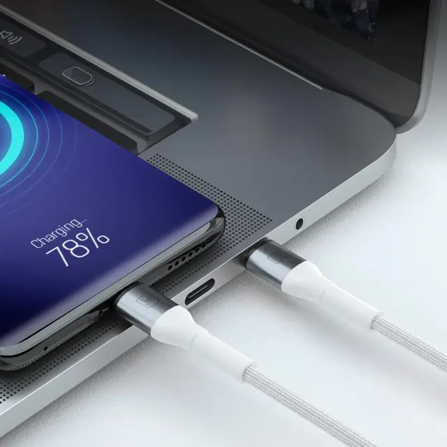 3MK® - Braided Καλώδιο USB-C σε USB-C 60W 1m-White. 2