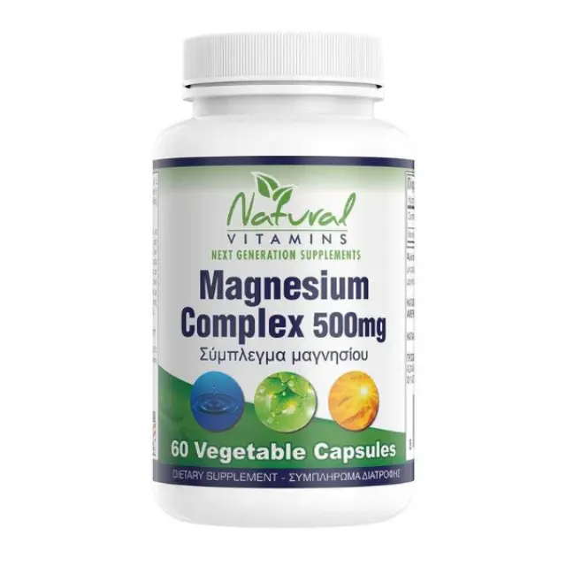 Natural Vitamins Magnesium Complex 500mg, 60caps Μαγνήσιο για εύρυθμη λειτουργία του οργανισμού