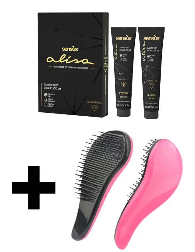 Sensus Alisa Diamond Liss Maintenance Kit (Restore Shampoo 180ml & Restore Butter 180ml) + Δώρο μια no tangle βούρτσα 2