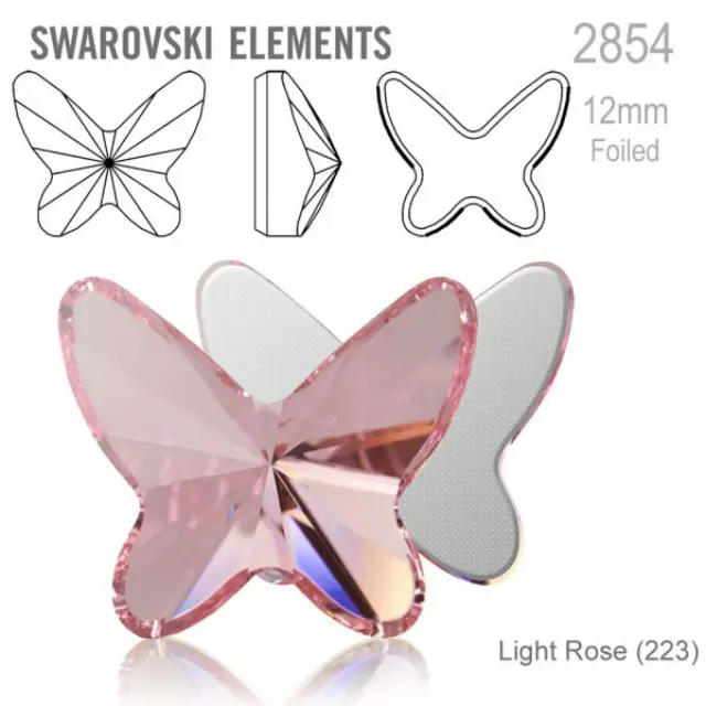 Swarovski 2854 Butterfly Light Rose 12x10mm - 2τεμ