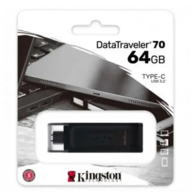 Kingston Technology DataTraveler 70 USB flash drive 64 GB USB Type-C 3.2 Gen 1 (3.1 Gen 1) Black 3