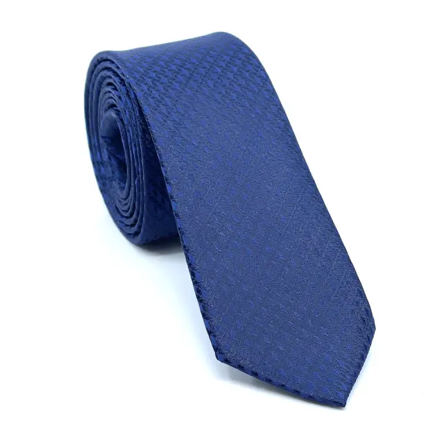 Μπλε Ζακάρ Γραβάτα Microfiber Σετ με Μαντηλάκι 2