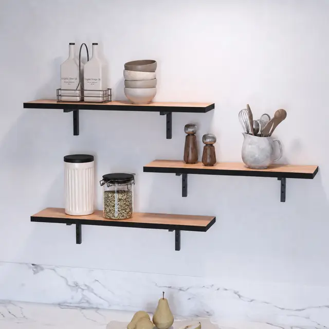 Ραφιέρα τοίχου Versa Megapap 3 τεμαχίων χρώμα pine oak 80x19x17εκ. 3