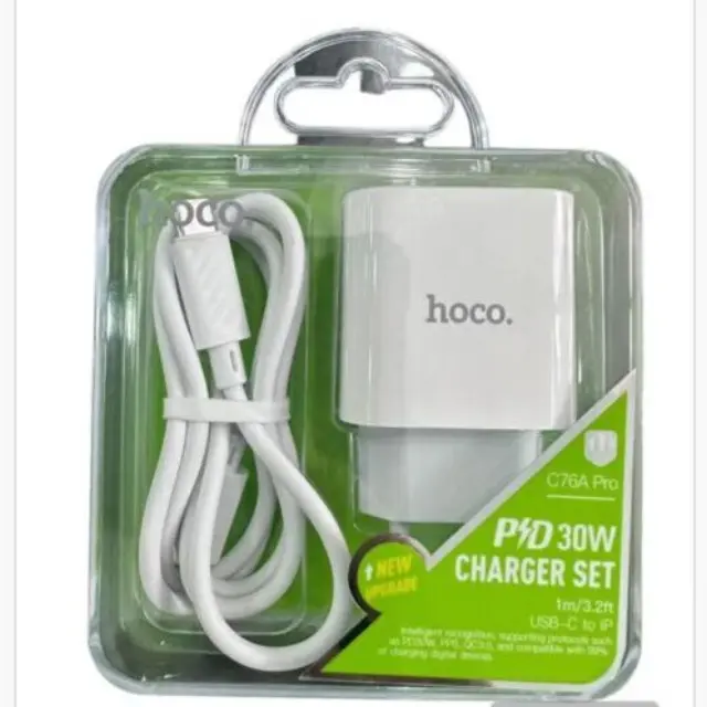 Hoco Φορτιστής με Θύρα USB-C και Καλώδιο USB-C - Lightning 30W Power Delivery / Quick Charge 3.0 / Quick Charge 2.0 Λευκός (C76A Pro) 2