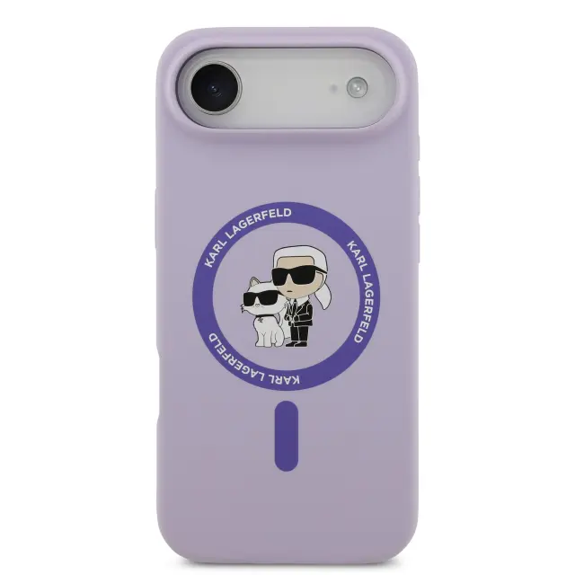 Karl Lagerfeld Liquid Silicone Karl and Choupette MagSafe Case for iPhone Air Purple 3