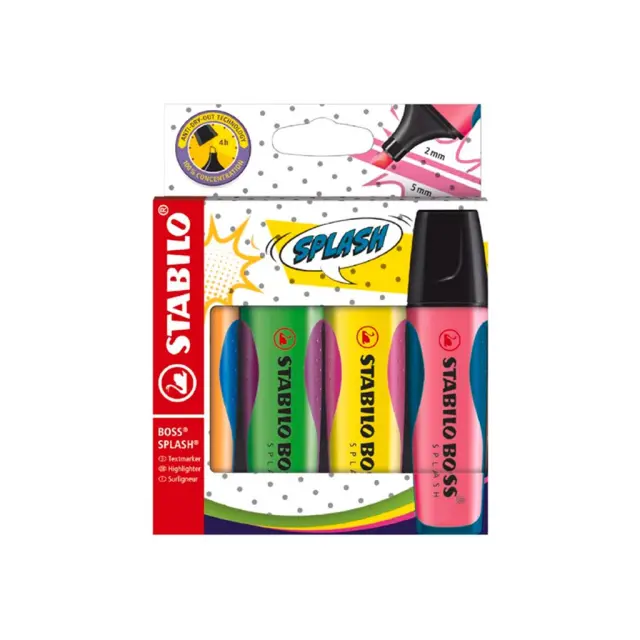 Υπογραμμιστές Stabilo Boss Splash Σετ 4τεμ / 128075004 (Stabilo)