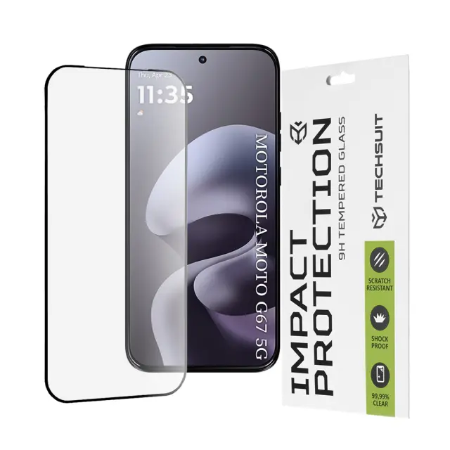 Techsuit - 111D Full Cover / Full Glue Glass - Motorola Moto G67 / G77 / G87 - Black