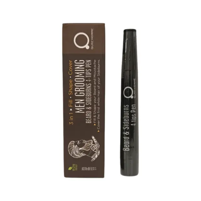 Men Grooming Beard and Sideburns 4 tips Pen Black - Μαύρο Πενάκι κάλυψης - γεμίσματος γενειάδας και φαβορίτας από την Qure 3