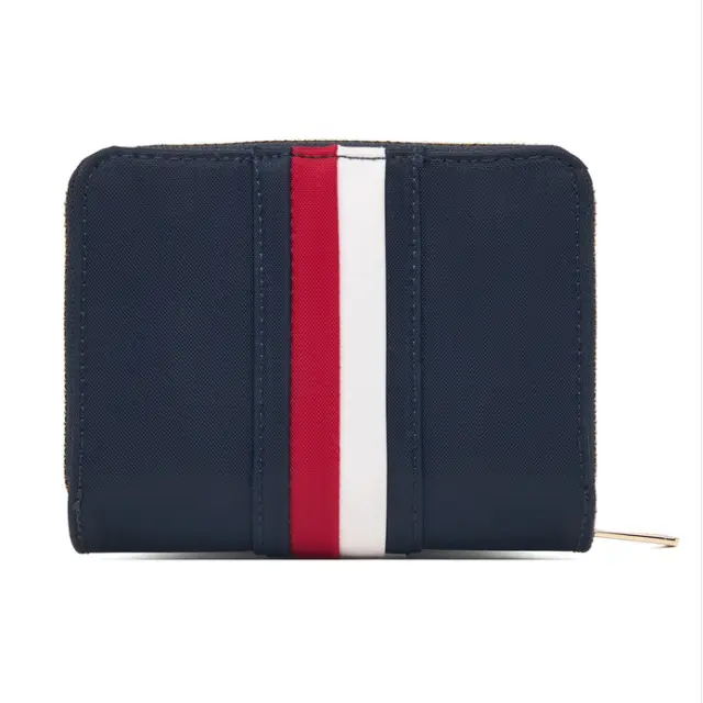 Tommy Hilfiger Γυναικείο One Size Πορτοφόλι TH Icon Med Zip Around With Flap Nylon Co Σκούρο Μπλε 2