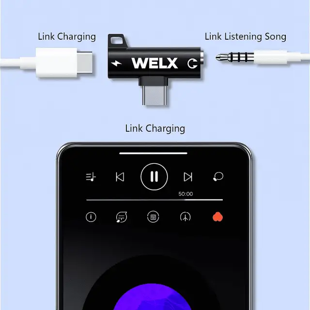 WELX C2 Splitter / USB-C - USB-C / 100W / 3.5 mm audio 2