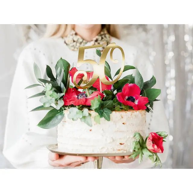 PartyDeco Cake Topper - 50 - Χρυσό 2