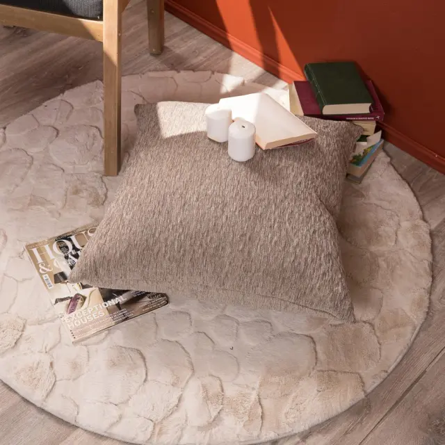 Μαξιλαροθήκη Valley 03 Light Brown TEORAN 65x65cm δαπέδου με γέμιση 3
