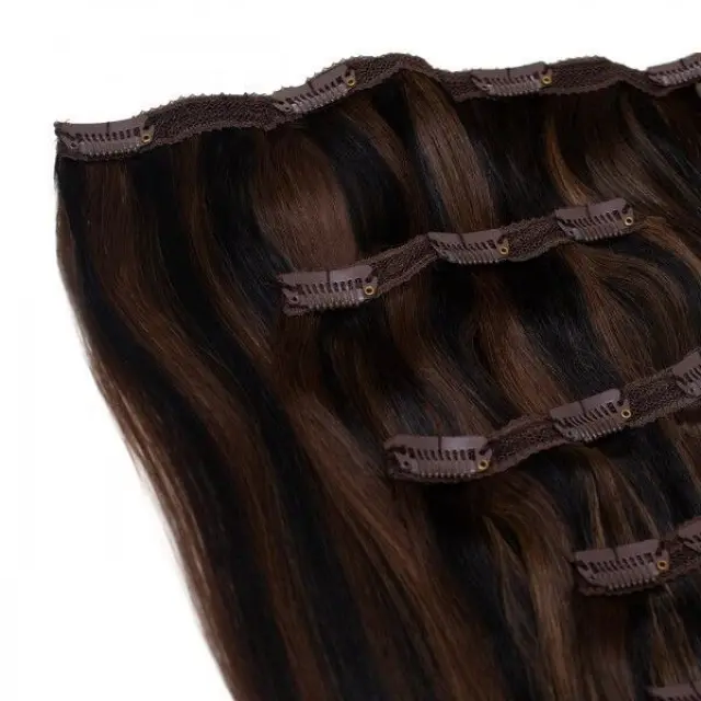 SEAMLESS1 HAIR EXTENSIONS ΤΡΕΣΑ ΜΕ ΚΛΙΠ 5 ΚΟΜΜΑΤΙΑ MOCHA BLEND 55ΕΚ 2