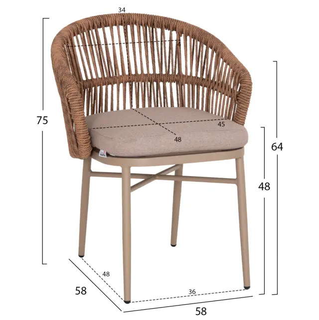 ΠΟΛΥΘΡΟΝΑ ΑΛΟΥΜΙΝΙΟΥ FB96265.03 ΚΑΠΟΥΤΣΙΝΟ- P.E.RATTAN ΣΕ ΦΥΣΙΚΟ 58x61x75Υεκ. 2