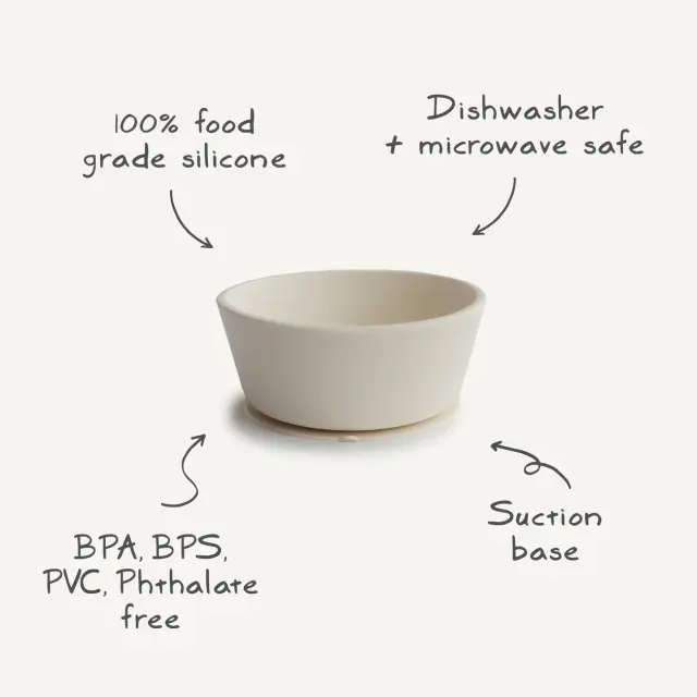 Mushie Silicone Suction Bowl Μπωλ Φαγητού Σιλικόνης - Stone 3