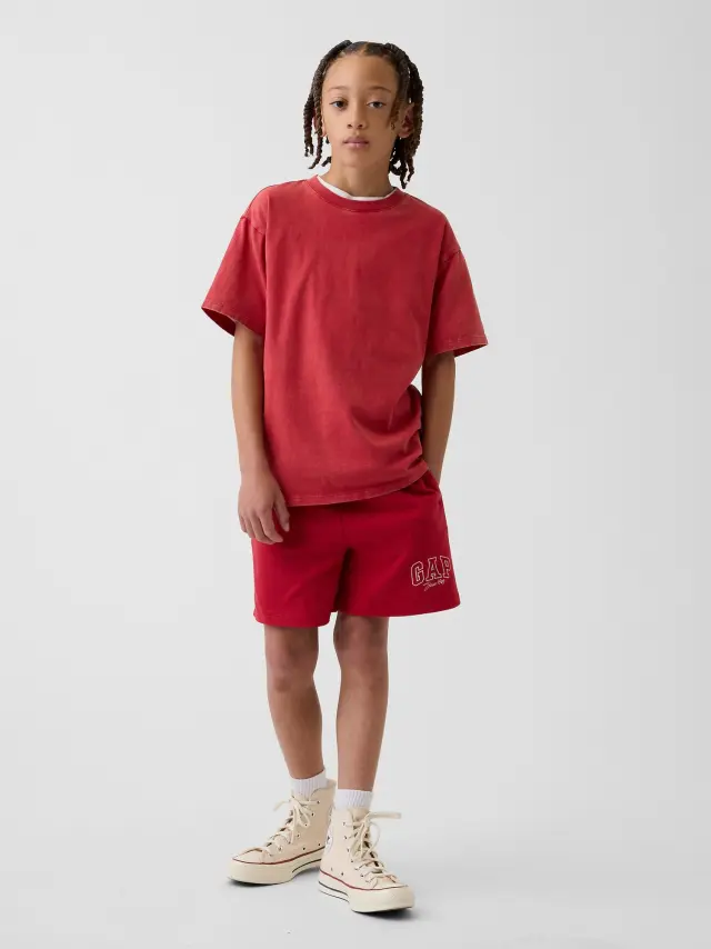 Παιδικό Σορτς με Λογότυπο σε Ζέρσεϊ Ύφασμα MODERN RED