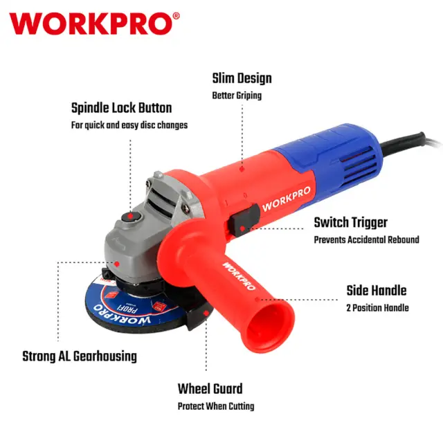 WORKPRO ΓΩΝΙΑΚΟΣ ΤΡΟΧΟΣ 800W Φ115mm WP472003 (PROFI) 3