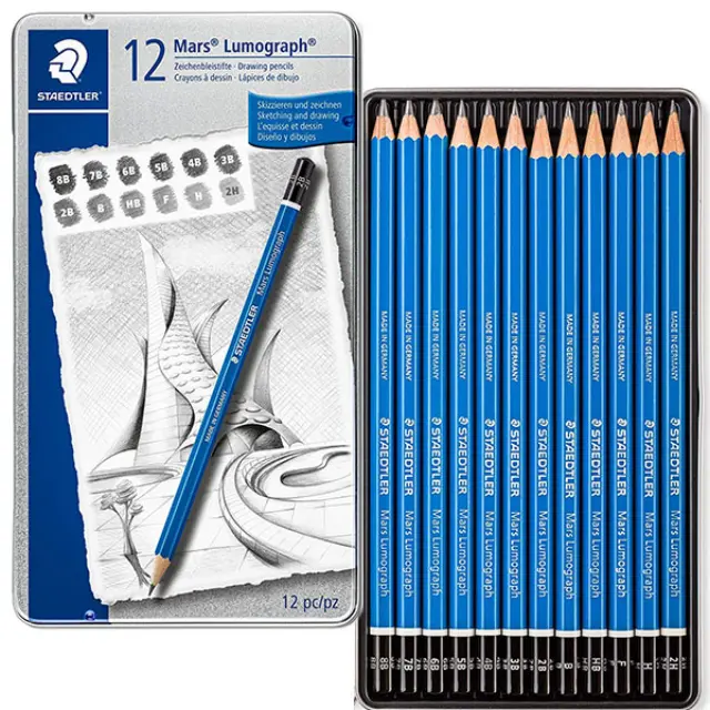 Σετ 12 Μολύβια Staedtler Mars Lumograph (Μαλακές Σκληρότητες)