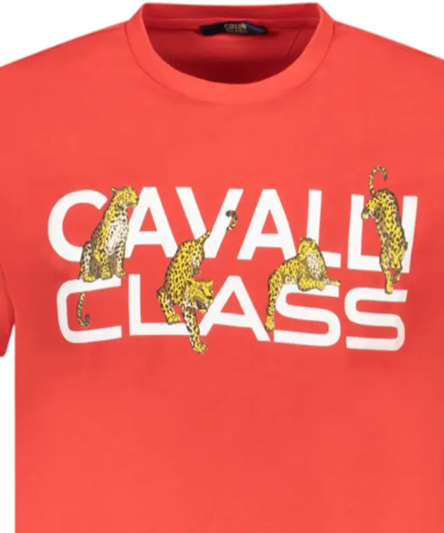 Cavalli Class - Ανδρική Μπλούζα T-Shirt Κοντομάνικη Regular Fit TXT60MJD060-02000 Κόκκινο 3