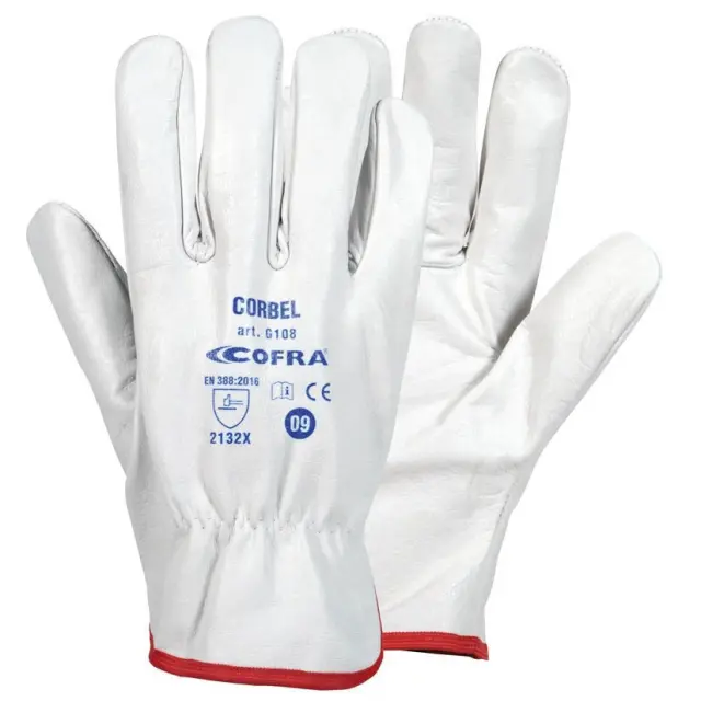 Γάντια Εργασίας Δερμάτινα Cofra Corbel white - 9 (L)