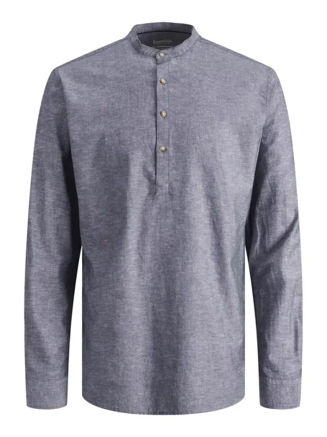 JJESUMMER TUNIC LINEN BLEND SHIRT LS SN faded denim