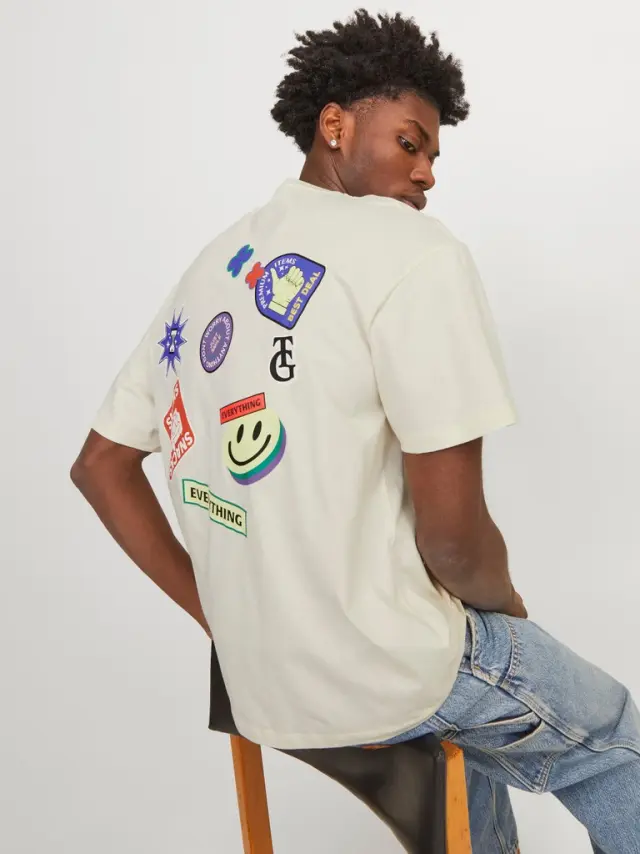 JORDECAL TEE SS CREW NECK TG LN buttercream 2