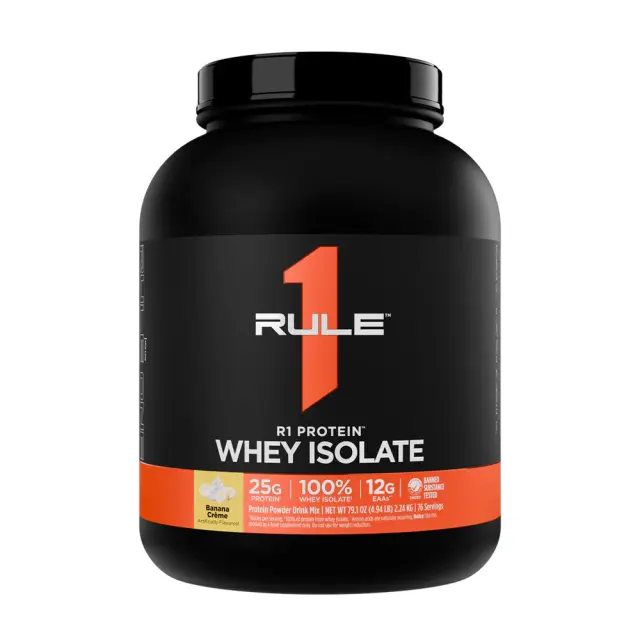 Rule1 R1 Protein Whey Isolate Banana Cream, 5 lbs