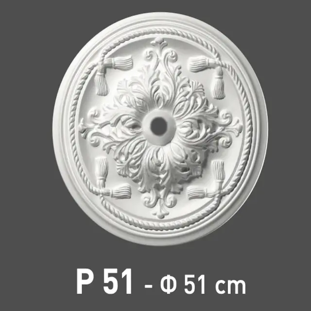 Deco Ροζέτα οροφής φωτιστικού πολυστερίνης λευκή 510mm / Ρ 51 2