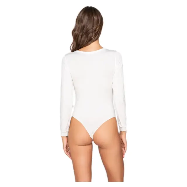 Luna Γυναικείο Κορμάκι String Μακρύ Μανίκι Micro Touch Comfort, Χρώμα Ιβουάρ 2