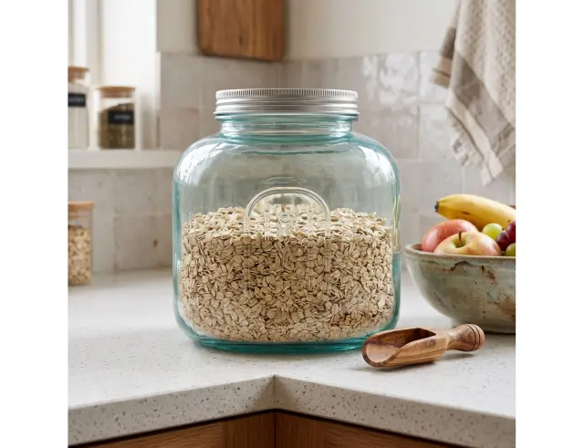 Δοχείο με καπάκι Glass Drops Storage (5796) Aπό 100% ανακυκλωμένο γυαλί, Xωρητικότητας 1500ml , Διαστάσεων Ø 15 x Υ 15 cm 5796