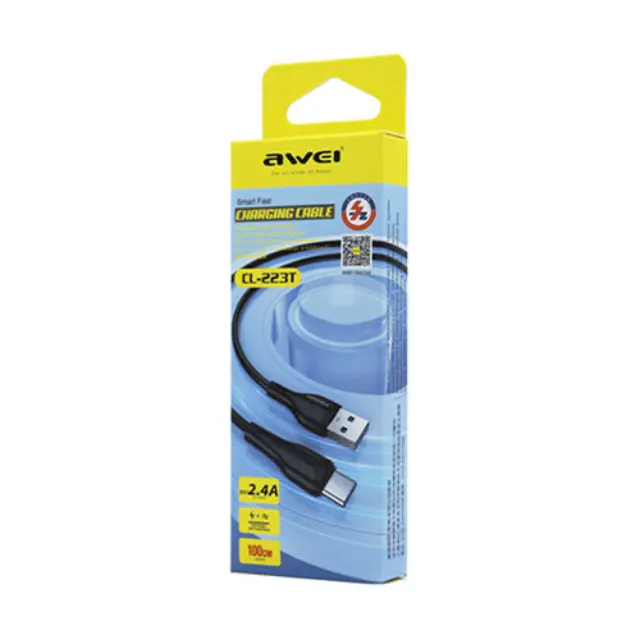 Awei CL-223T USB 2.0 Cable USB-C male - USB-A Λευκό 1m 3